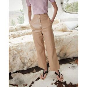NANUSHKA Sora Vegan Leather Straight-leg Trousers in Camel Size M